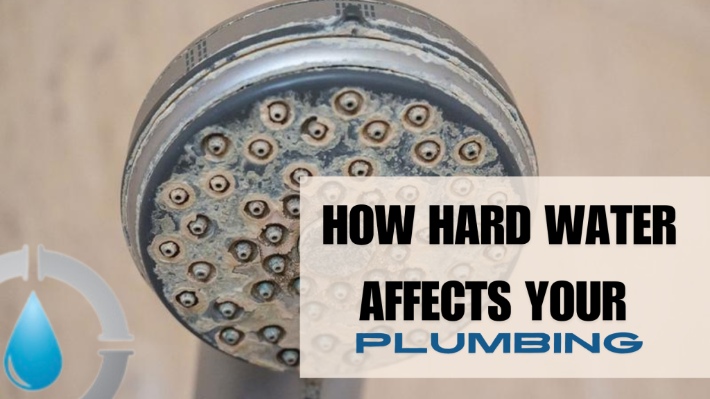 Corroded showerhead with visible mineral buildup, illustrating how hard water affects home plumbing systems.