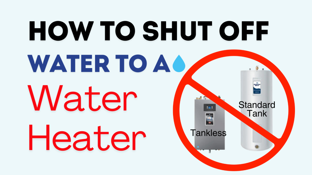 Person shutting off the water supply to a tank water heater using the cold water shut-off valve.