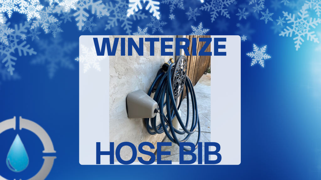 Outdoor hose bib with an insulated cover securely in place to prevent freezing.