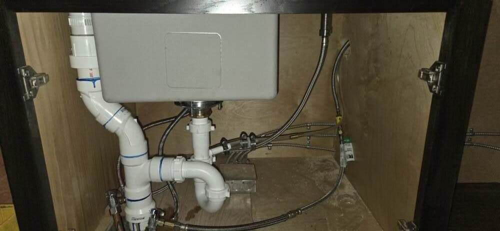 Plumbing work completed for a kitchen remodel