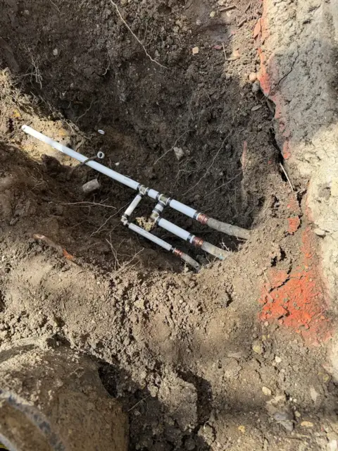 Completed yard leak repair and backfill in Frisco TX