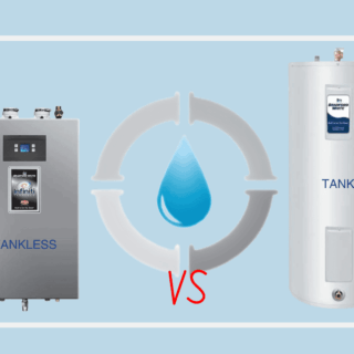 Comparison between a tank water heater and a tankless water heater featured in a blog post titled 'Water Heaters: Your Ultimate Guide to Choosing the Right System.' The image highlights Bradford White water heaters. Choosing the Right Water Heater for Your Home by GPS Plumbing
