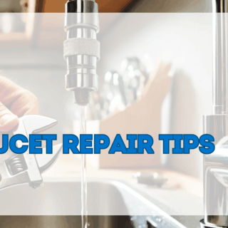 Close-up of a faucet being repaired with tools and replacement parts nearby in a modern kitchen setting.