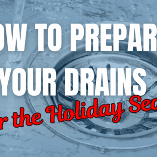 Clean water flowing down a drain with tiled flooring, showcasing the GPS Plumbing logo for the blog 'How to Prepare Your Drains for the Holiday Season.