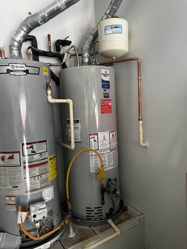 nstalled a new 50-gallon Bradford White gas water heater in the garage