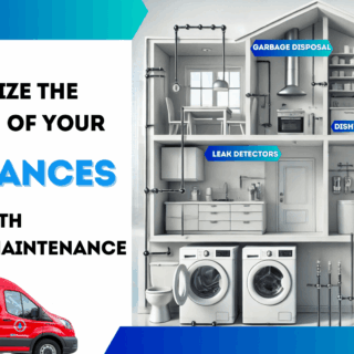 Modern home featuring key appliances connected to the plumbing system, including a water heater, dishwasher, washing machine, refrigerator with water dispenser, and garbage disposal."