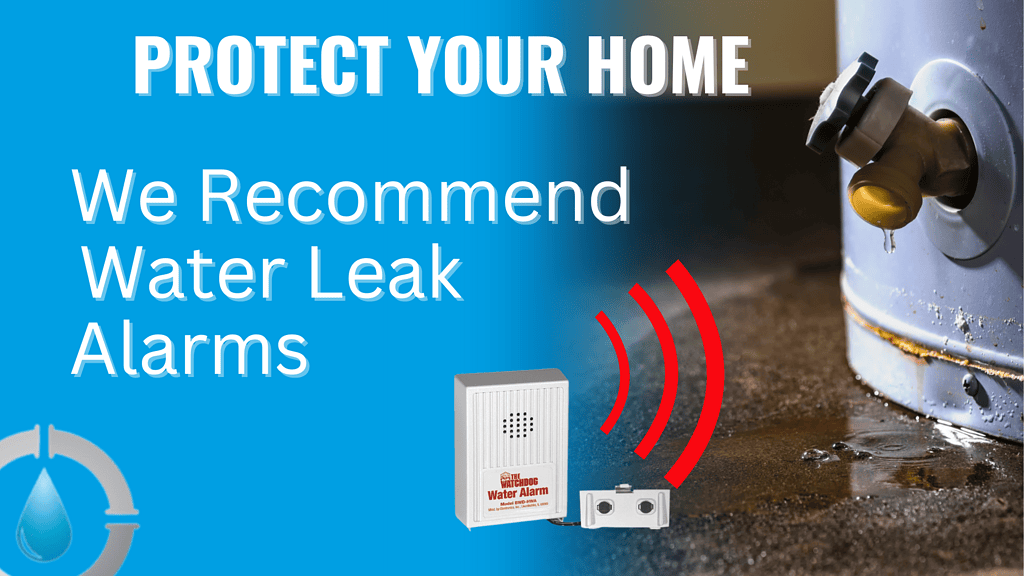Leaking water heater with a water alarm alerting, showcasing early detection to prevent water damage.