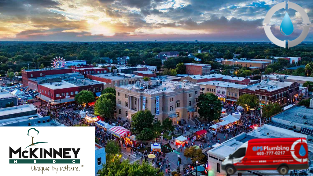 Historic Downtown McKinney Square in McKinney, TX, featuring charming shops and restaurants where GPS Plumbing serves the community