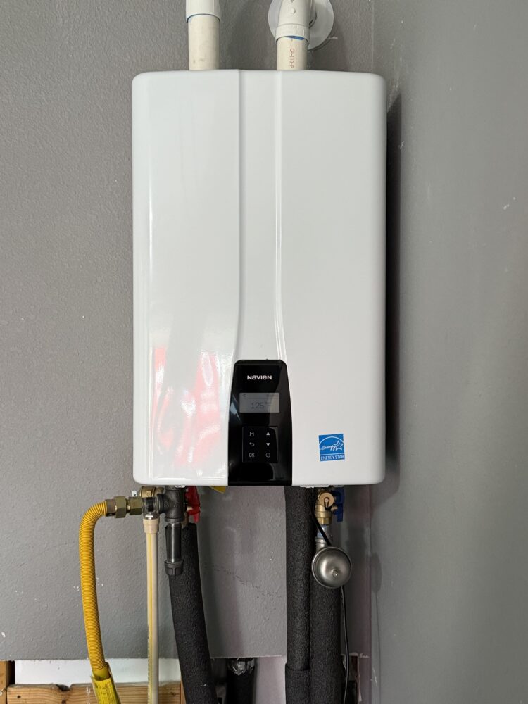 Completed installation of the new Navien tankless water heater