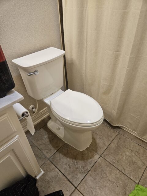 Finished toilet reset to stabilize fixture and prevent leaks