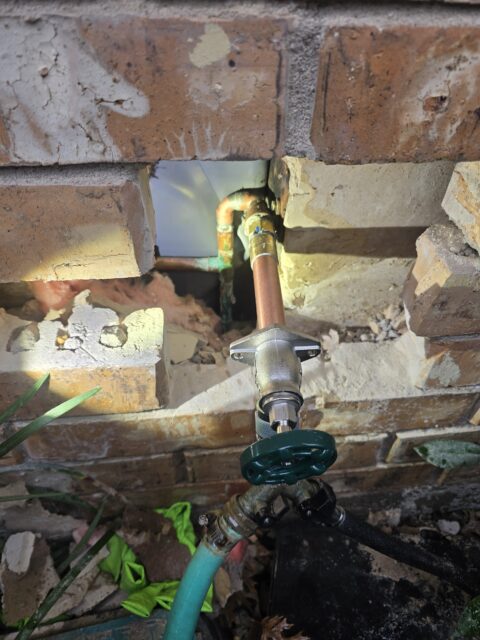New hose bib installed with leaking pipe inside the wall repaired