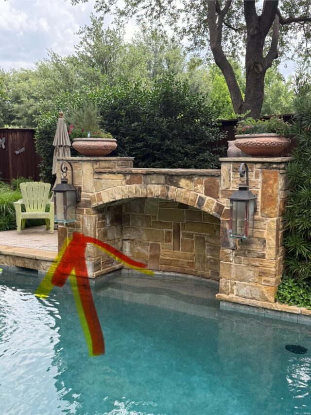 Leaking gas lamp near the pool was located and repaired.