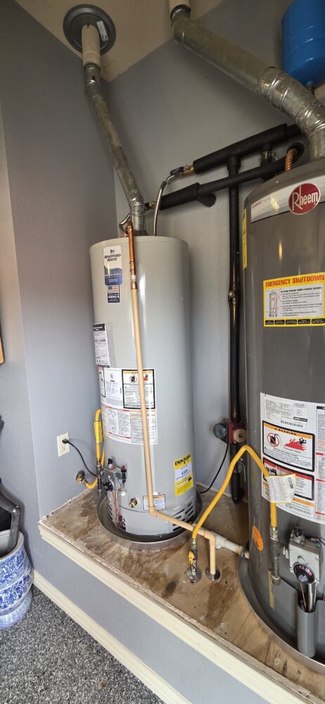 Completed installation of new comercial grade Bradford White water heater.