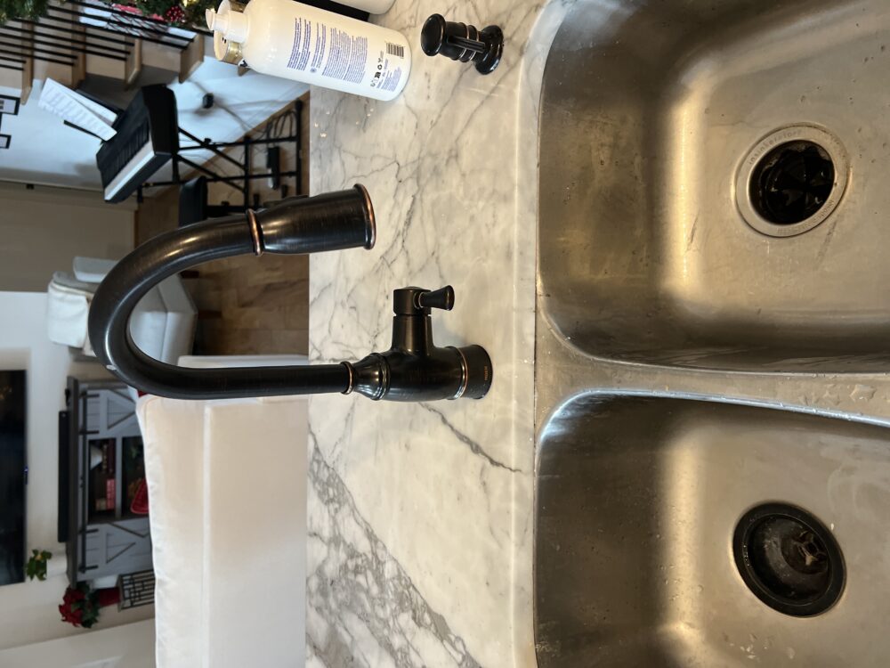 Completed installation of kitchen faucet.