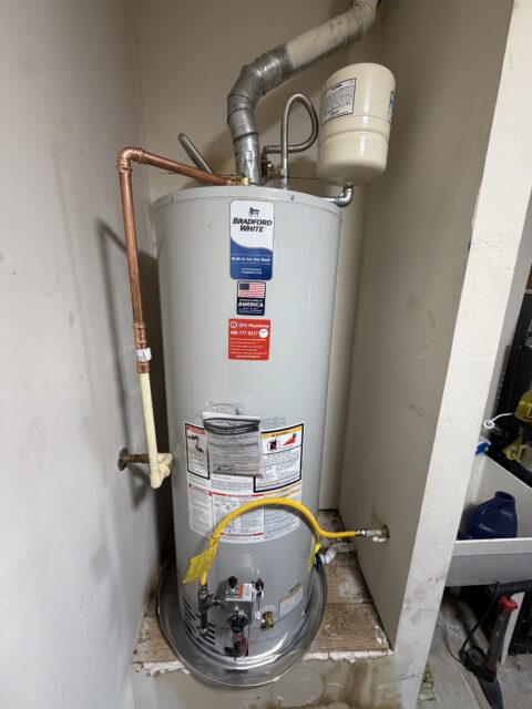 Completed installation of new Bradford white tank water heater