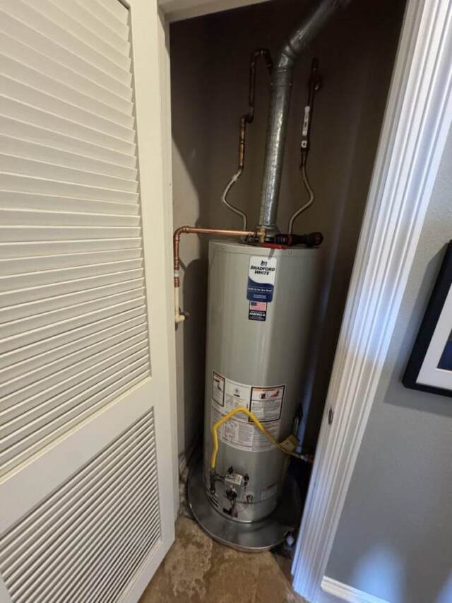 Newly installed garage Bradford White water heater