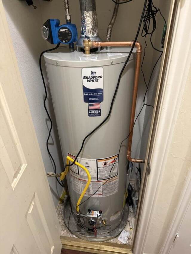 Newly installed garage water heater
