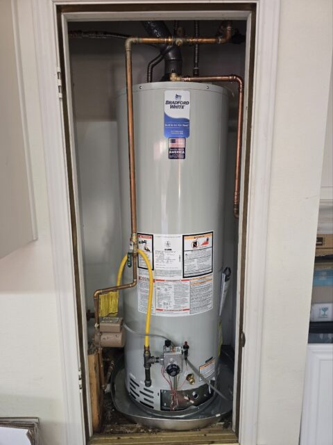 Newly installed garage water heater