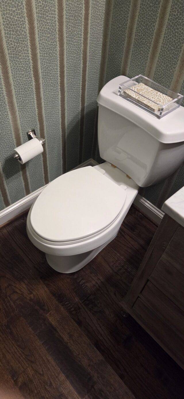 Completed job of pulling and resetting the toilet.