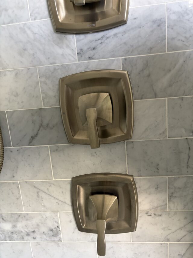 Moen shower cartridge replaced.