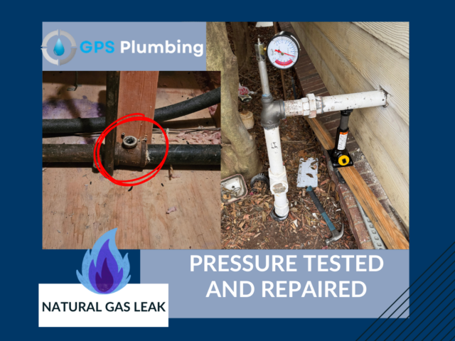 Damaged gas line and pressure test of job in progress.
