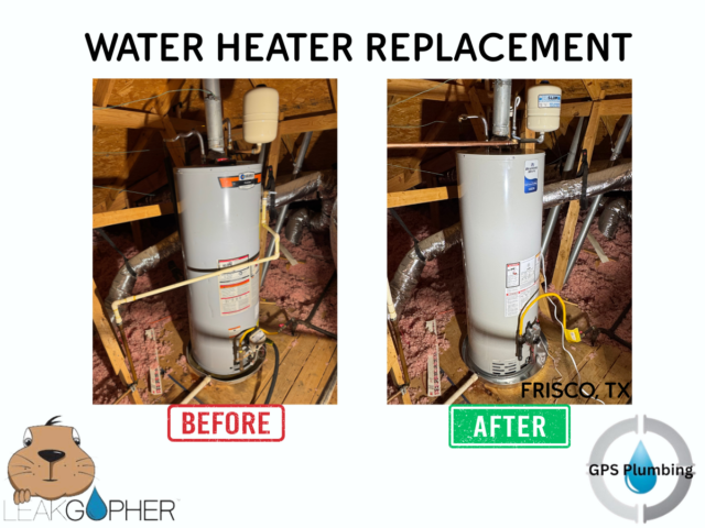 Before and after photos of water heater installation