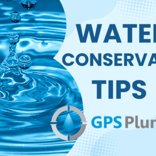 Water drop symbolizing water conservation tips, highlighting ways to save water at home with GPS Plumbing