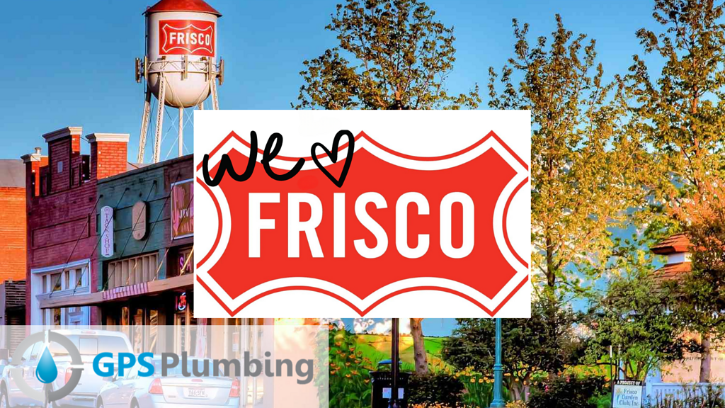 Showcasing our deep connection to the Frisco community, this image features the Frisco city logo, Main Street, and GPS Plumbing’s logo with the message 'We Love Frisco.' At GPS Plumbing, we’re proud to be your trusted local plumber, serving Frisco with reliable and expert plumbing services. Whether it's Main Street or your street, we're dedicated to keeping Frisco homes running smoothly with honest and dependable plumbing solutions.